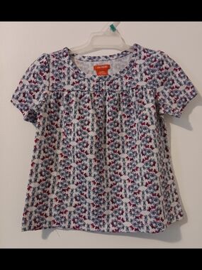 4 For 20$ Joe Fresh White Short Sleeve Blouse with Pink and Blue Floral Print